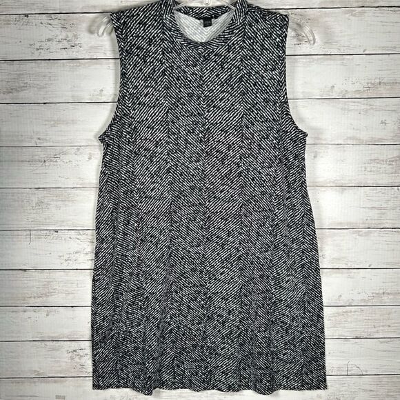 J. Jill Wearever Sleeveless A-Line Black White Jersey Knit Dress Size M Petite - Picture 1 of 7
